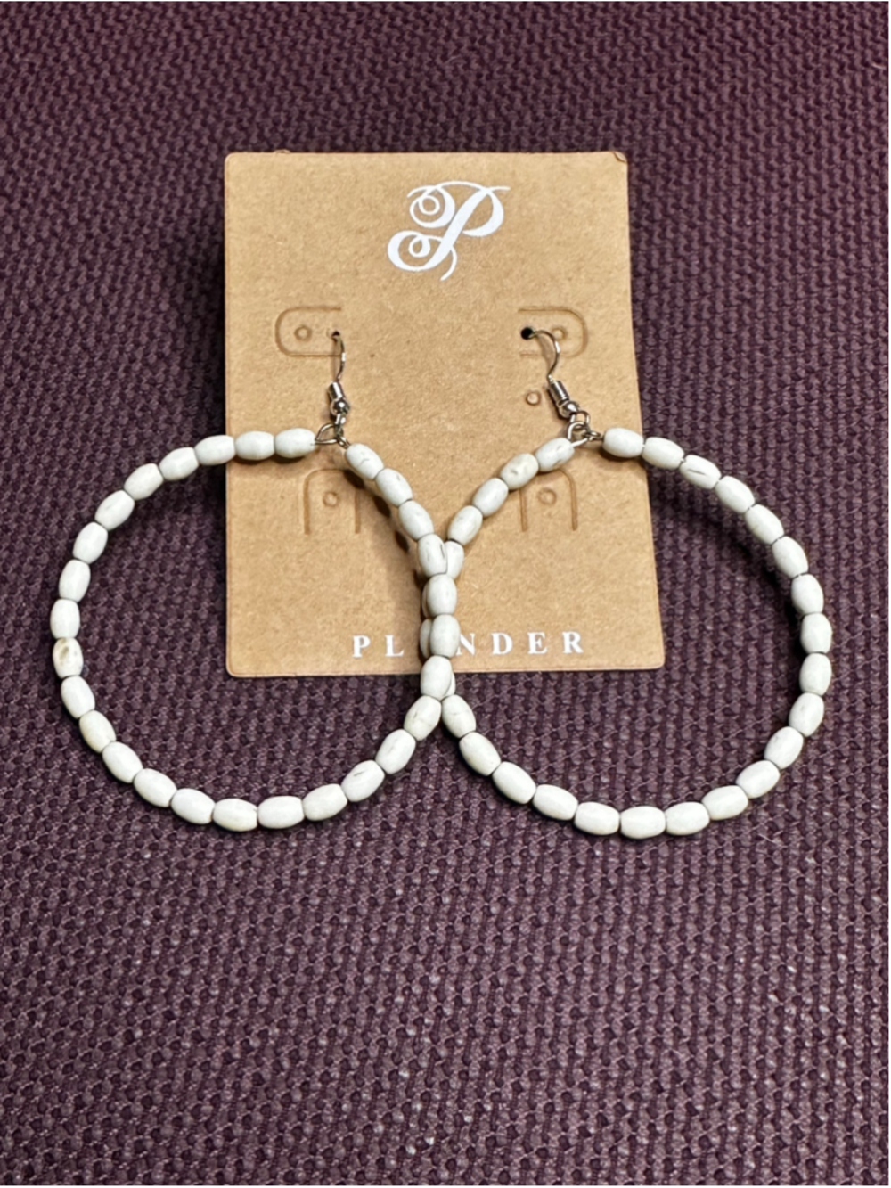 Plunder White Stone Hoop Earrings